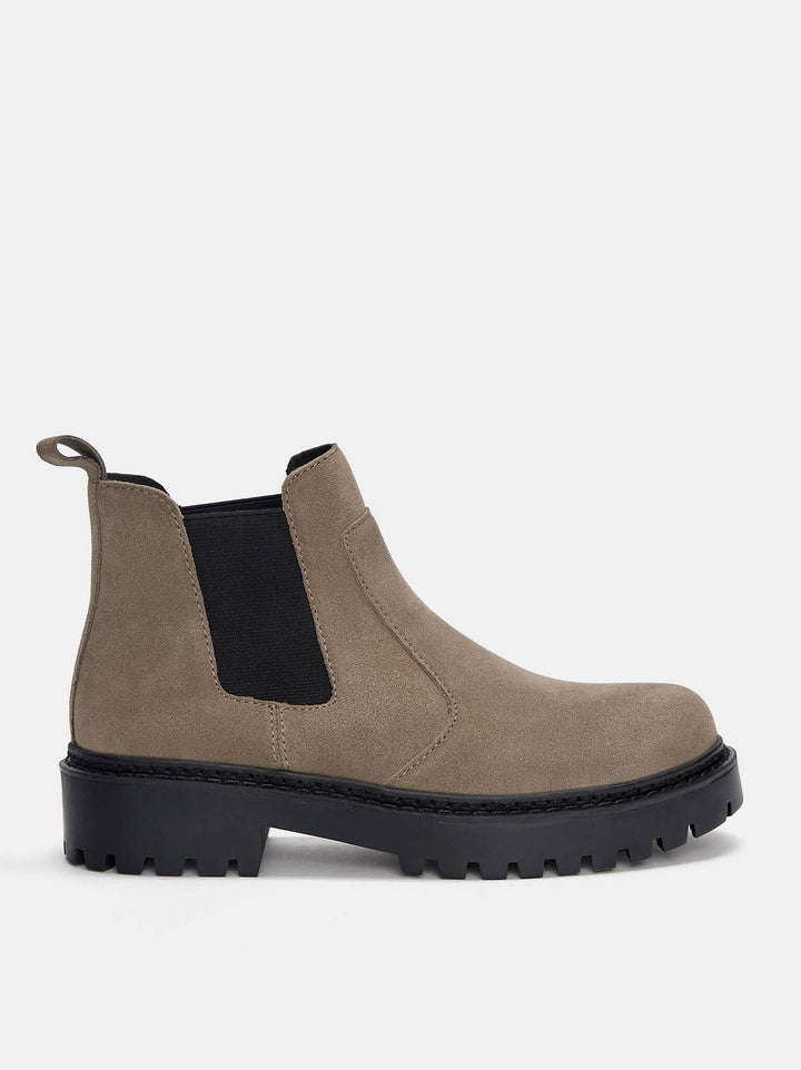 Moudda PULL & BEAR - Bottines Plates Chelsea Daim Taille 35-36 - Tunisie 1