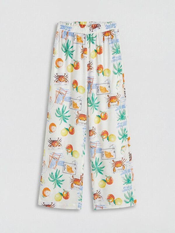 Moudda LC Waikiki - Pantalon en tissu pour Fille couleur Écru imprimé - Tunisie 1