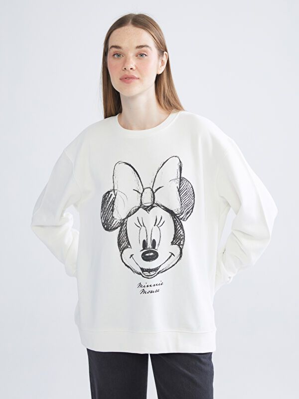 Moudda LC Waikiki - Sweatshirt en jersey sous licence Femme Ecru - Tunisie 1