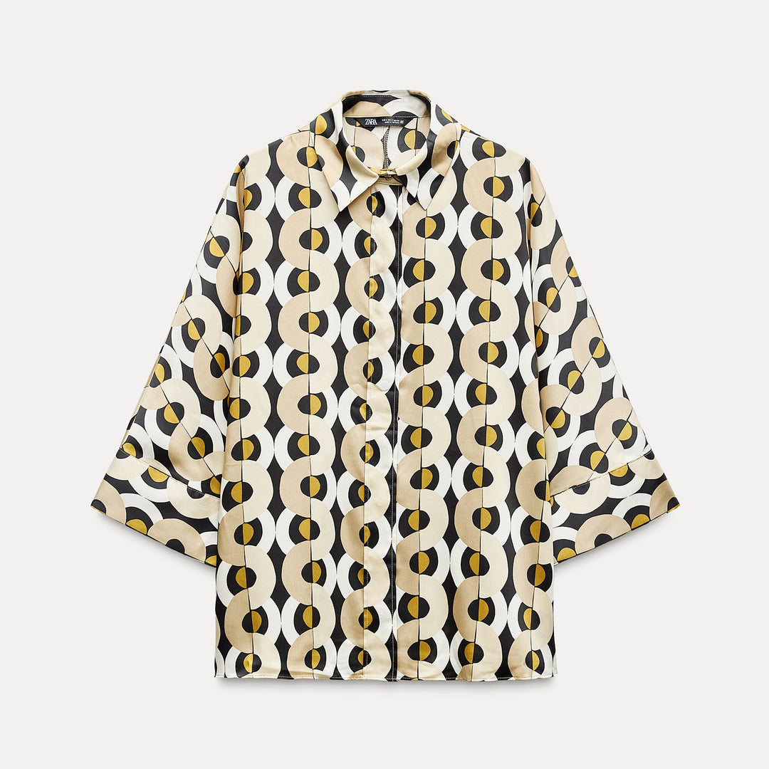 Moudda ZARA - Ensemble chemise ample imprimée géométrique, manches kimono - Tunisie 1