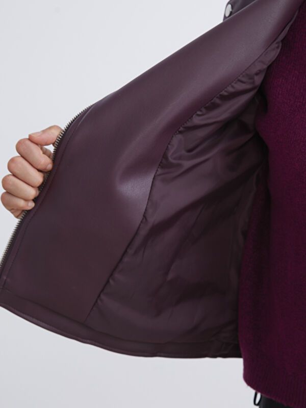 Moudda LC Waikiki - Manteau PU léger Femme Bordeaux - Tunisie 4