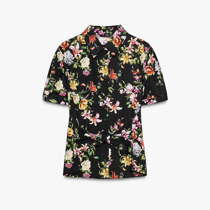 Moudda ZARA - Ensemble Top Popeline - Imprimé Floral & Nœud Taille - Tunisie 1