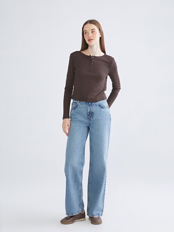 Moudda LC Waikiki - Body en jersey manches longues Femme Brun - Tunisie 2