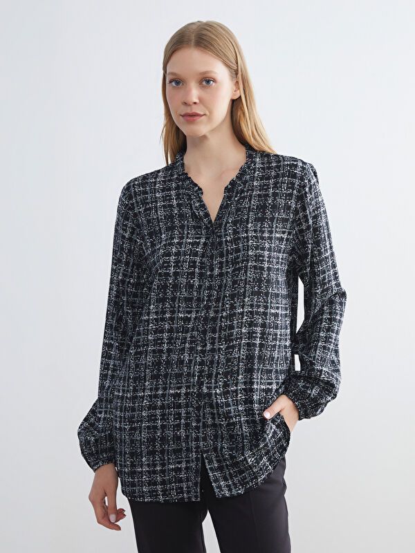 Moudda LC Waikiki - Chemise tissée imprimée manches longues Femme Imprimé en noir - Tunisie 1