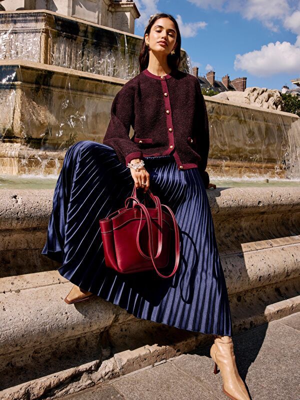 Moudda LC Waikiki - Cardigan tricot épais Femme Bordeaux - Tunisie 1