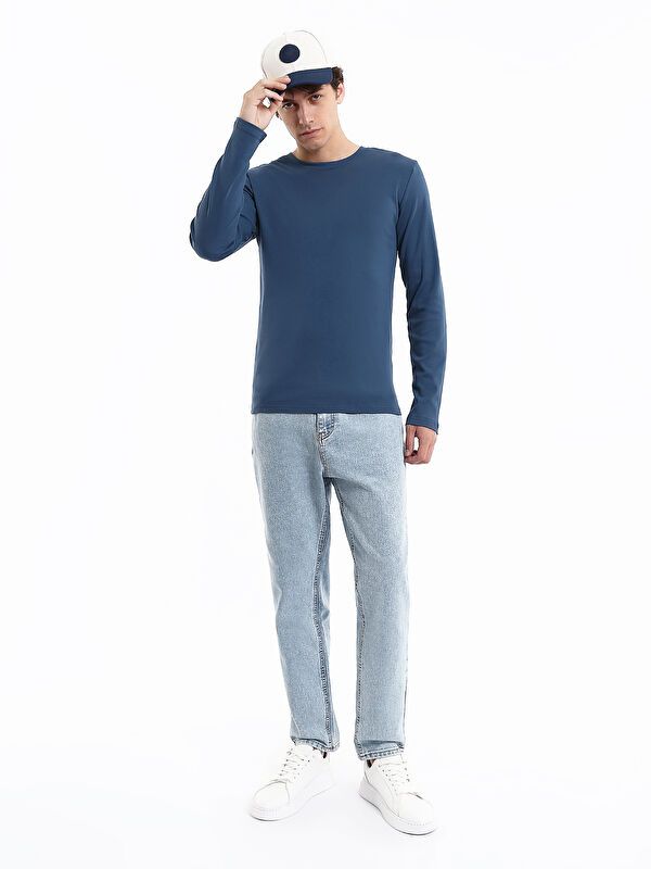 Moudda LC Waikiki - Sweatshirt jersey basique Homme Indigo - Tunisie 2