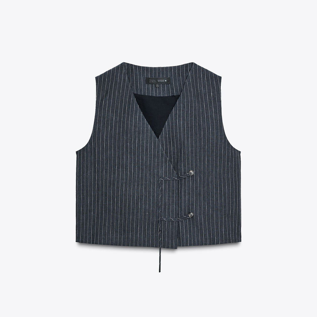 Moudda ZARA - Gilet Lin/Coton - Rayures & Alamars - Tunisie 1