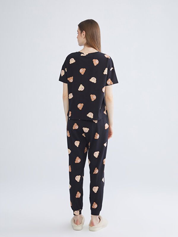 Moudda LC Waikiki - Pyjama manches courtes Femme Imprimé en noir - Tunisie 4