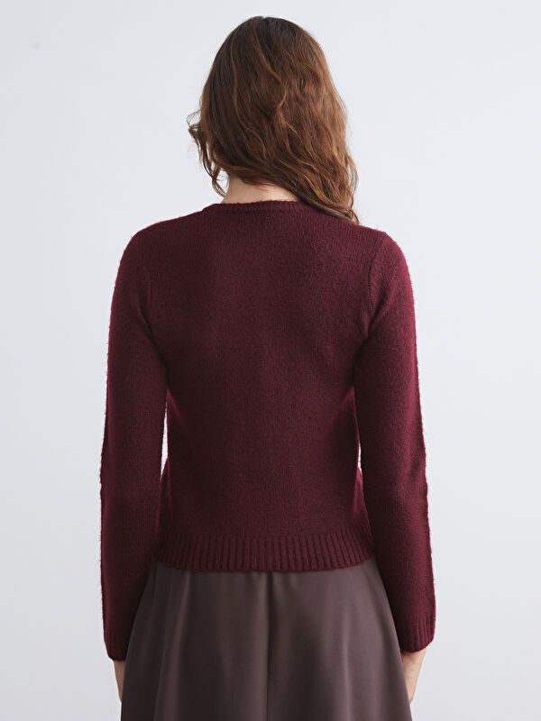Moudda LC Waikiki - Cardigan tricot moyen Femme Bordeaux - Tunisie 4
