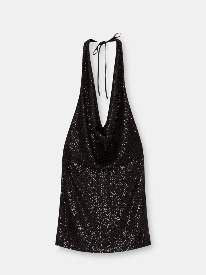 Moudda PULL & BEAR - Robe Halter Mini Paillettes Nuit - Tunisie 3