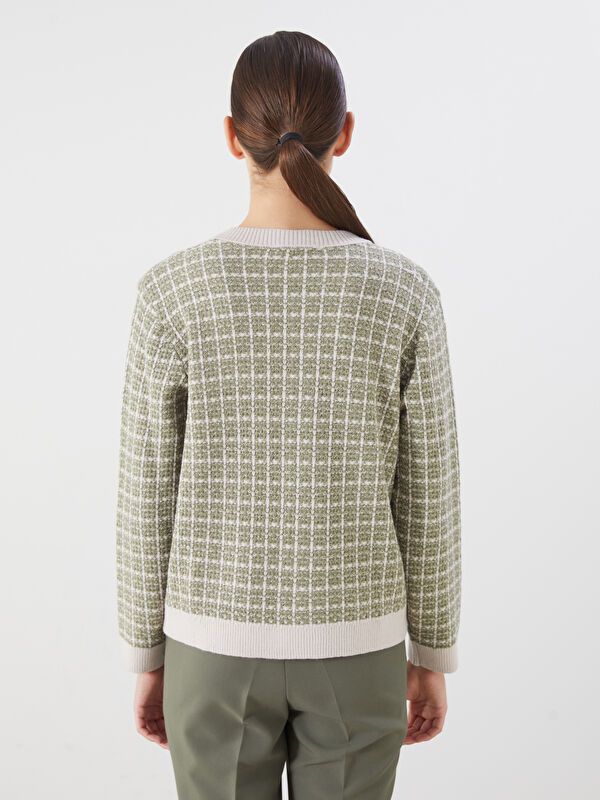 Moudda LC Waikiki - Cardigan tricot épais Femme Jacquard vert - Tunisie 4