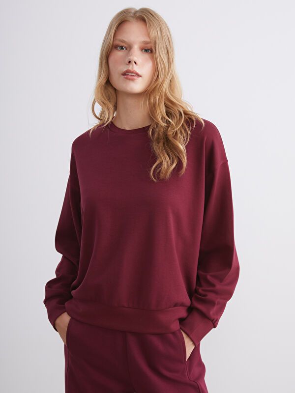 Moudda LC Waikiki - Sweatshirt en jersey Femme Bordeaux - Tunisie 1