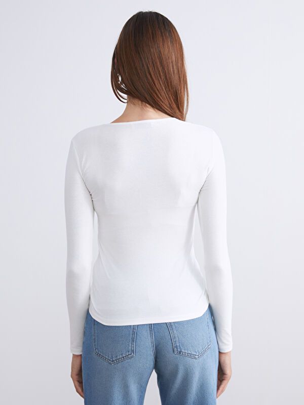 Moudda LC Waikiki - Body en jersey manches longues Femme Ecru - Tunisie 4