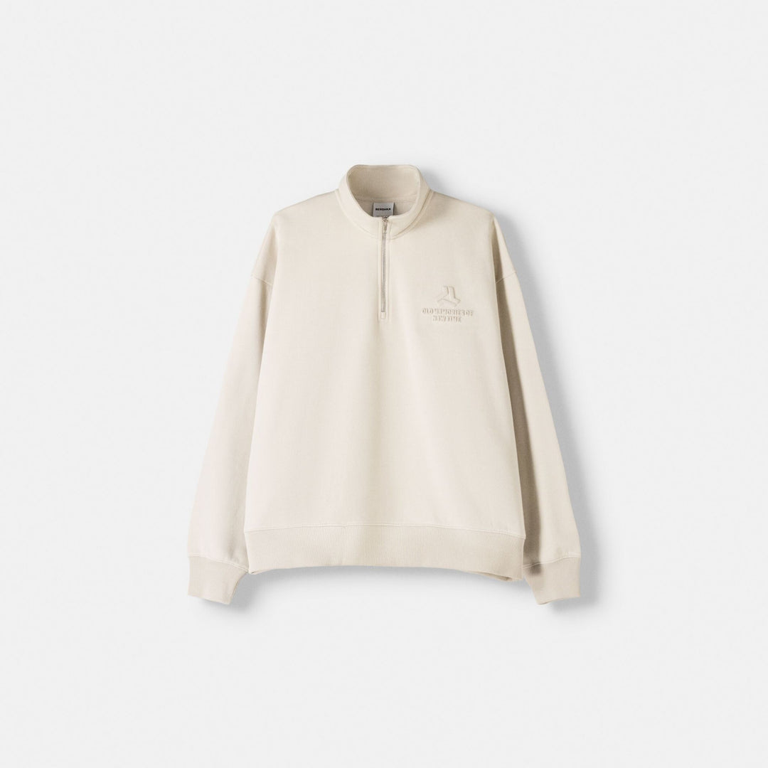 Moudda BERSHKA - Sweat - Col Haut, Fermeture Éclair & Imprimé Gaufré - Tunisie 1