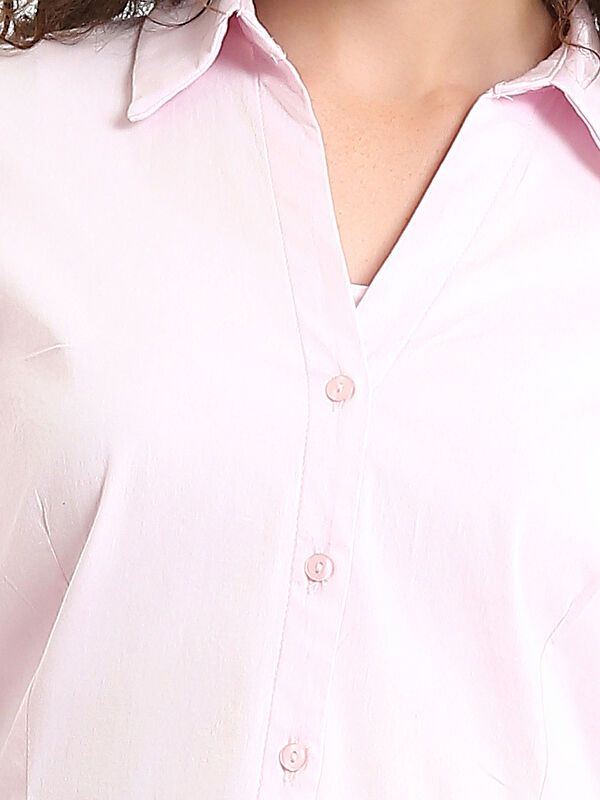 Moudda LC Waikiki - Chemise tissée manches longues Femme Rose clair - Tunisie 3