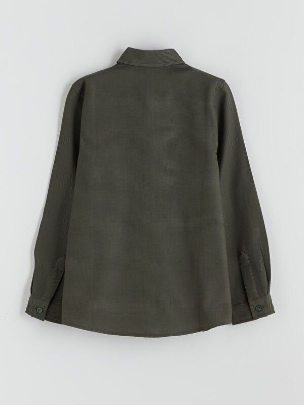 Moudda LC Waikiki - Chemise tissée manches longues basique Garçon Kaki foncé - Tunisie 2