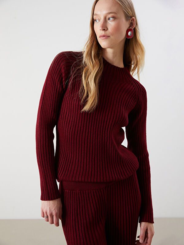 Moudda LC Waikiki - Pull tricot épais Femme Bordeaux - Tunisie 1