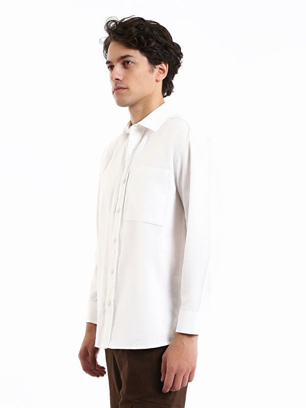 Moudda LC Waikiki - Chemise tissée manches longues Homme Ecru - Tunisie 4