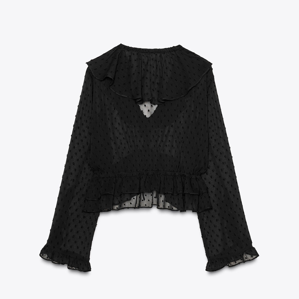 Moudda ZARA - Blouse Plumetis - Manches Flare & Volants - Tunisie 2