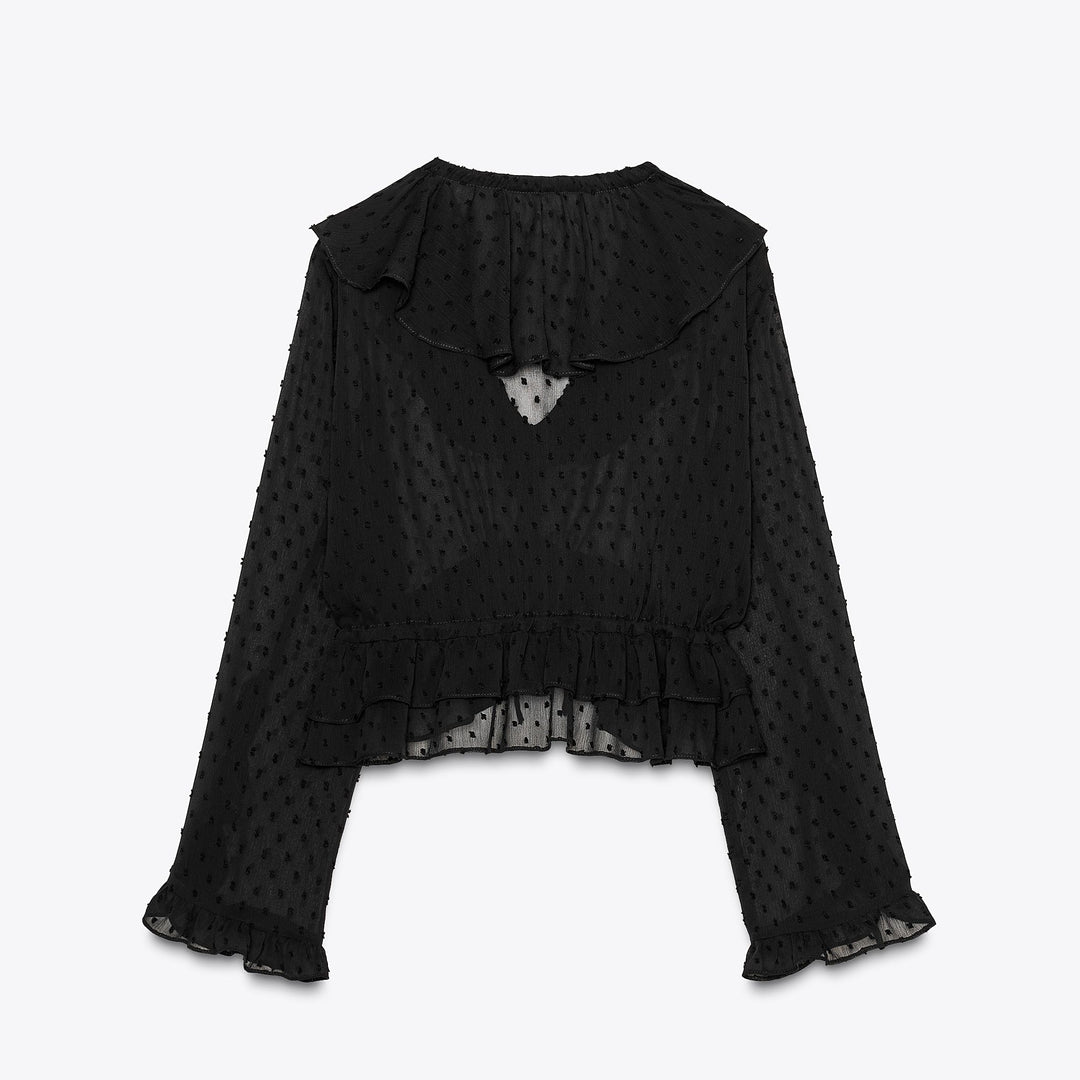 Moudda ZARA - Blouse Plumetis - Manches Flare & Volants - Tunisie 2