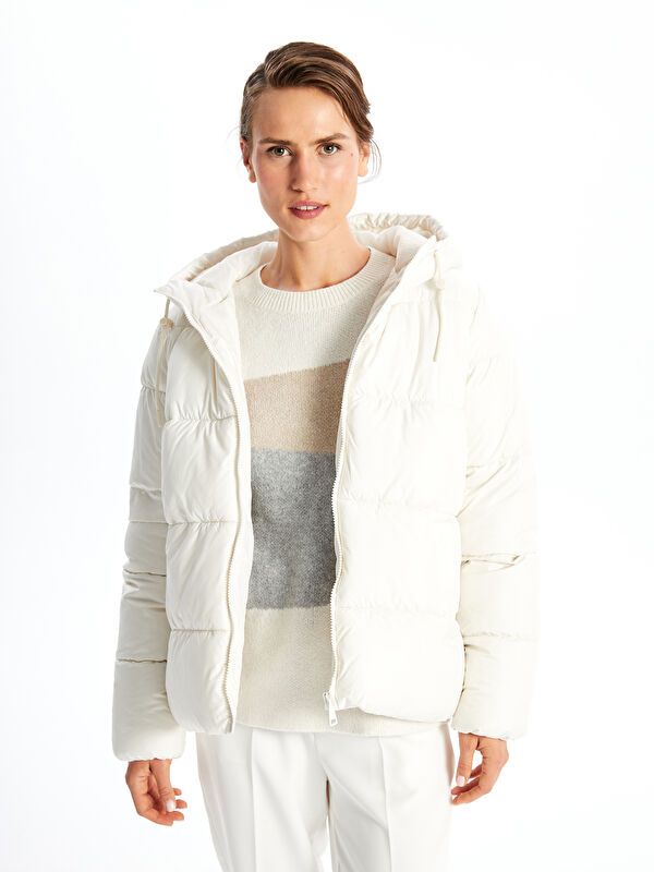 Moudda LC Waikiki - Manteau matelassé en nylon Femme Ecru - Tunisie 1