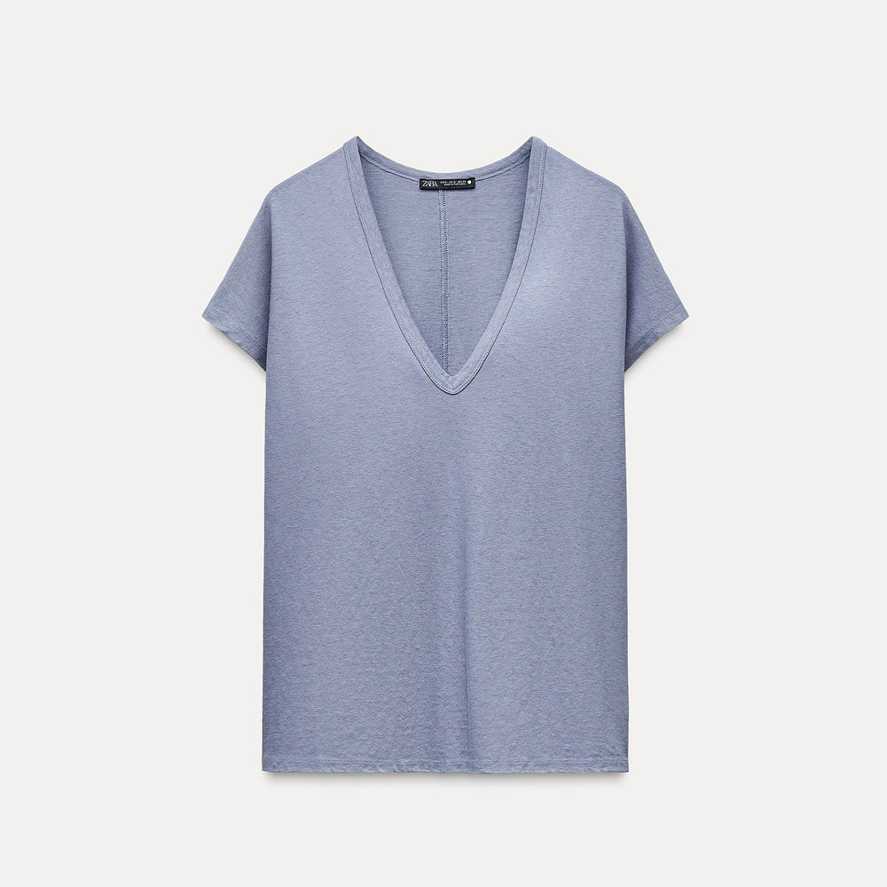 Moudda ZARA - T-shirt Col V Coton et Lin - Tunisie 2