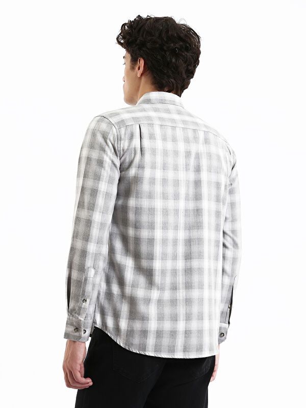 Moudda LC Waikiki - Chemise manches longues en tissu couleur Gris à carreaux pour hommes - Tunisie 5