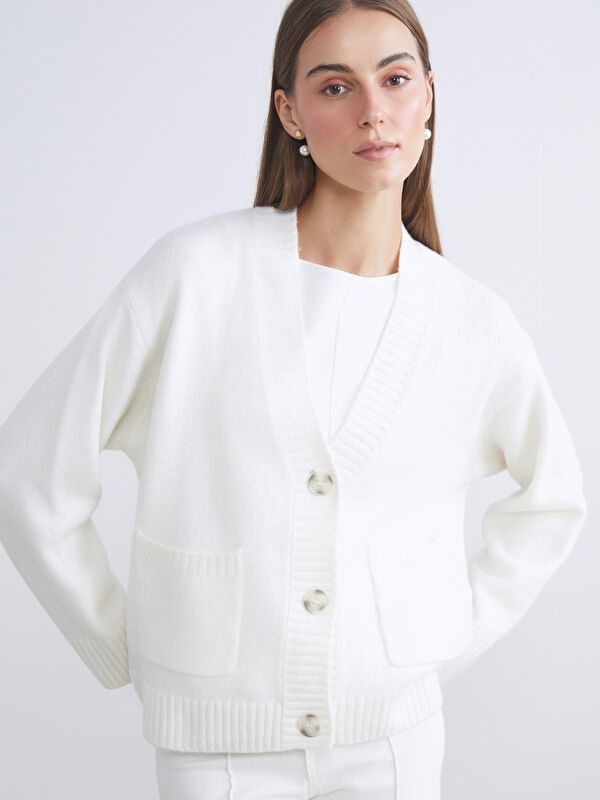 Moudda LC Waikiki - Cardigan tricot épais Femme Ecru - Tunisie 1