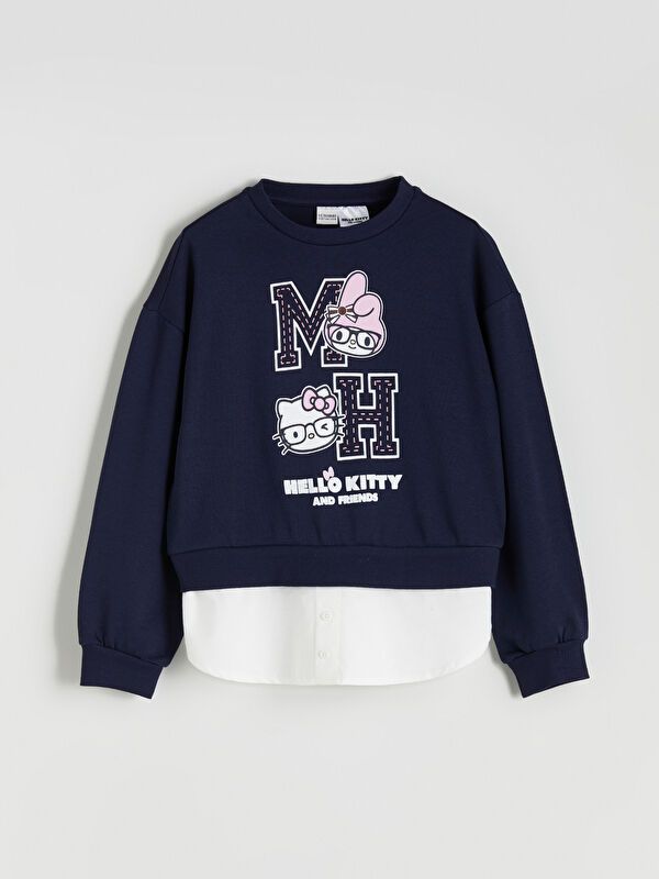 Moudda LC Waikiki - Sweatshirt en jersey sous licence Fille Marine - Tunisie 1