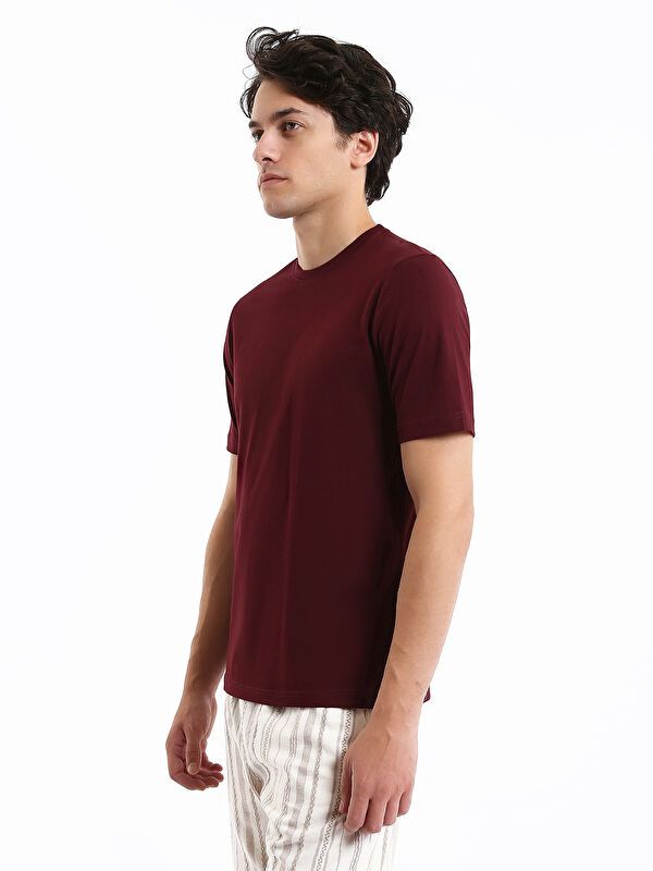 Moudda LC Waikiki - T-shirt jersey col rond manches courtes Homme Bordeaux - Tunisie 4