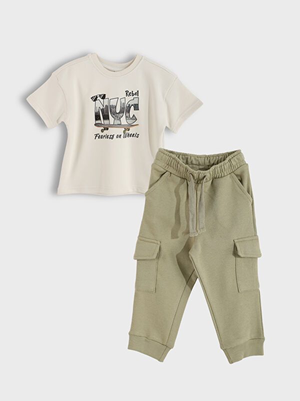 Moudda LC Waikiki - Ensemble en jersey manches courtes Garçon Beige clair - Tunisie 1