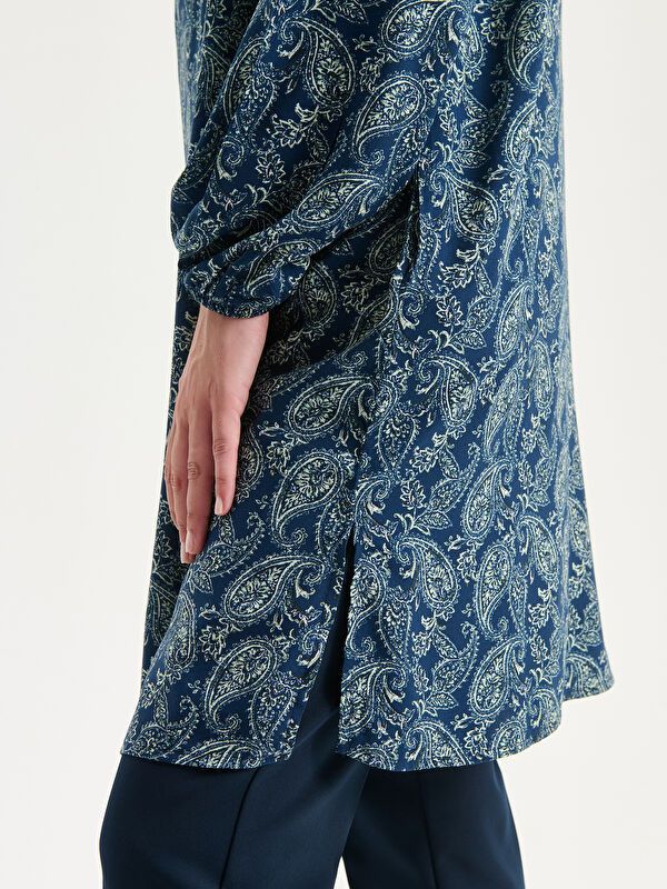 Moudda LC Waikiki - Tunique tissée imprimée manches longues Femme Pri indigo clair - Tunisie 3