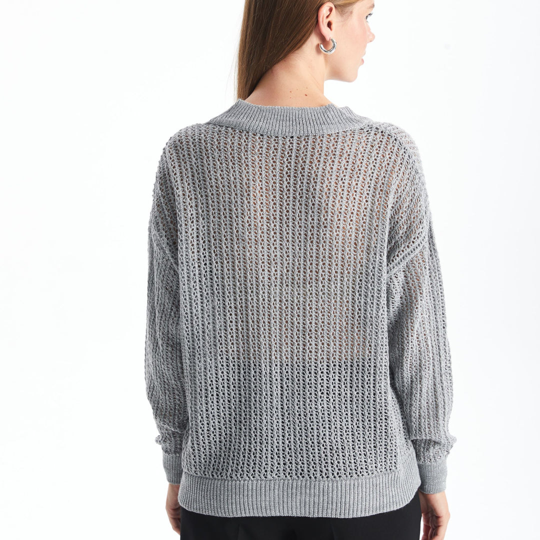 Moudda LC Waikiki - Pull tricot fin Femme Gris clair - Tunisie 4