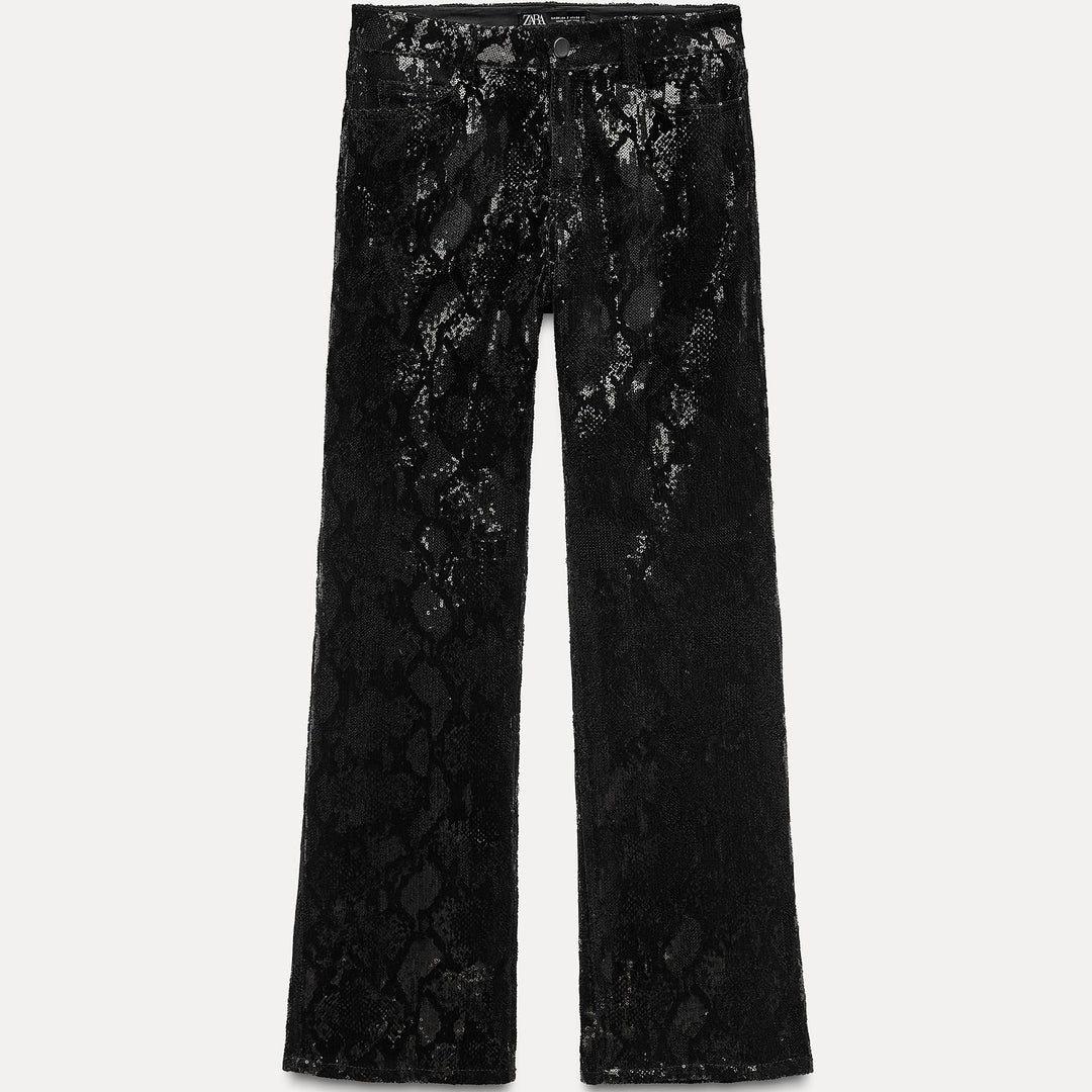 Moudda ZARA - Pantalon droit flocké pailleté - Tunisie 1