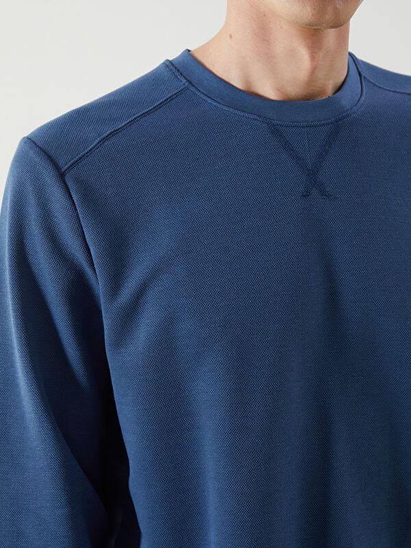 Moudda LC Waikiki - Sweatshirt jersey basique Homme Indigo - Tunisie 3