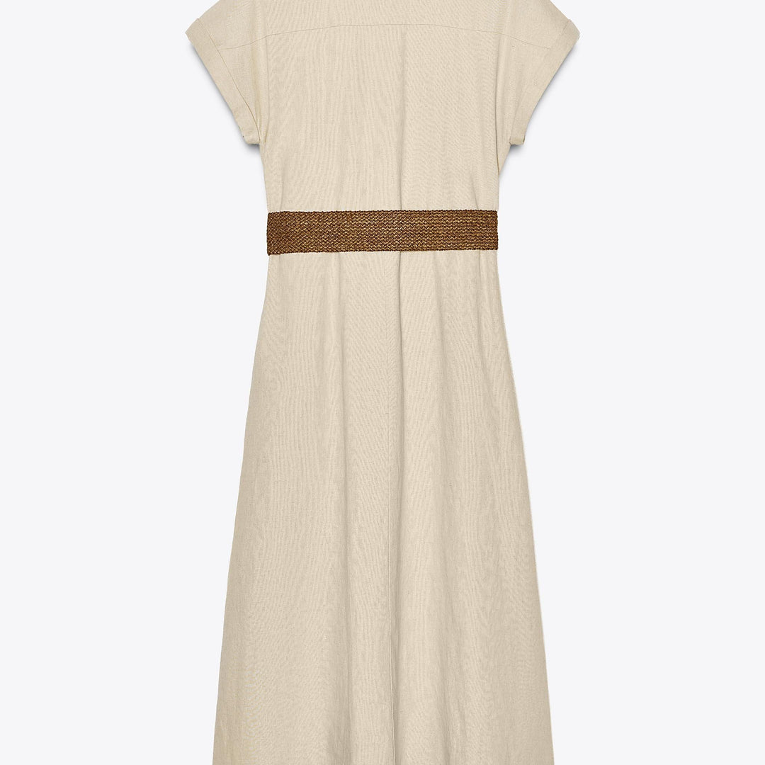 Moudda ZARA - Robe Midi Lin Chemisier - Ceinture - Tunisie 2