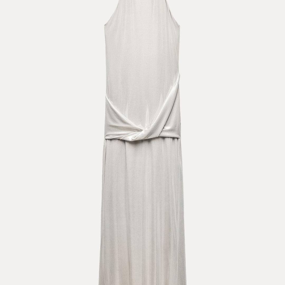 Moudda ZARA - Robe longue maille effet métallisé col licou torsion hanche - Tunisie 1