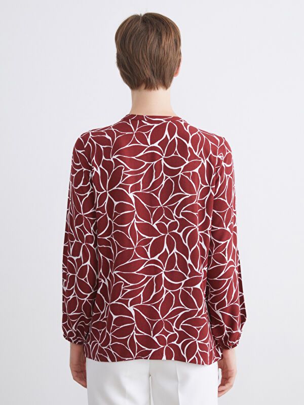 Moudda LC Waikiki - Blouse tissée imprimée manches longues Femme Imprimés bordeaux - Tunisie 4