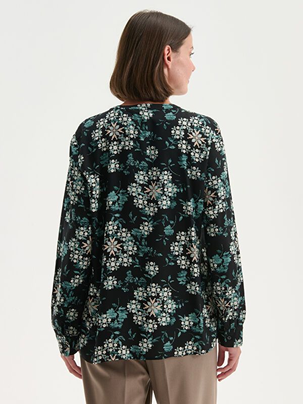 Moudda LC Waikiki - Chemise tissée imprimée manches longues Femme Imprimé en noir - Tunisie 4