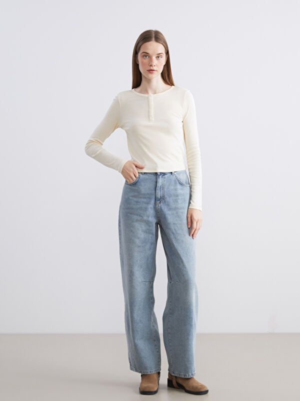 Moudda LC Waikiki - Body en jersey manches longues Femme Beige clair - Tunisie 2