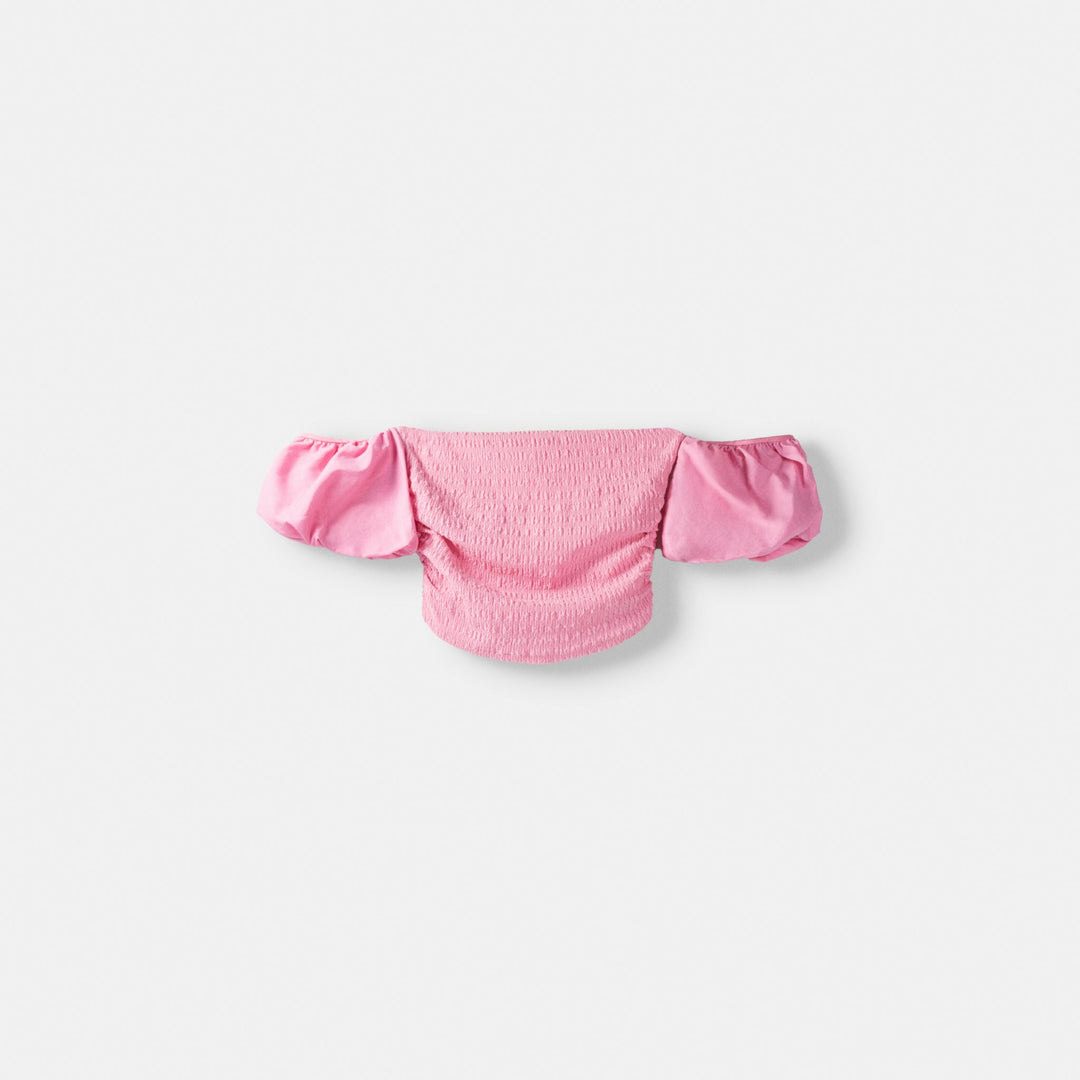 Moudda BERSHKA - Top chenille manches popeline coordonné - Tunisie 1