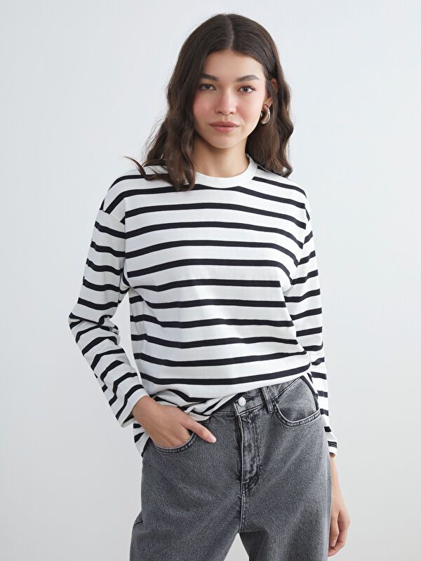 Moudda LC Waikiki - Body en jersey manches longues Femme Ecru - Tunisie 1