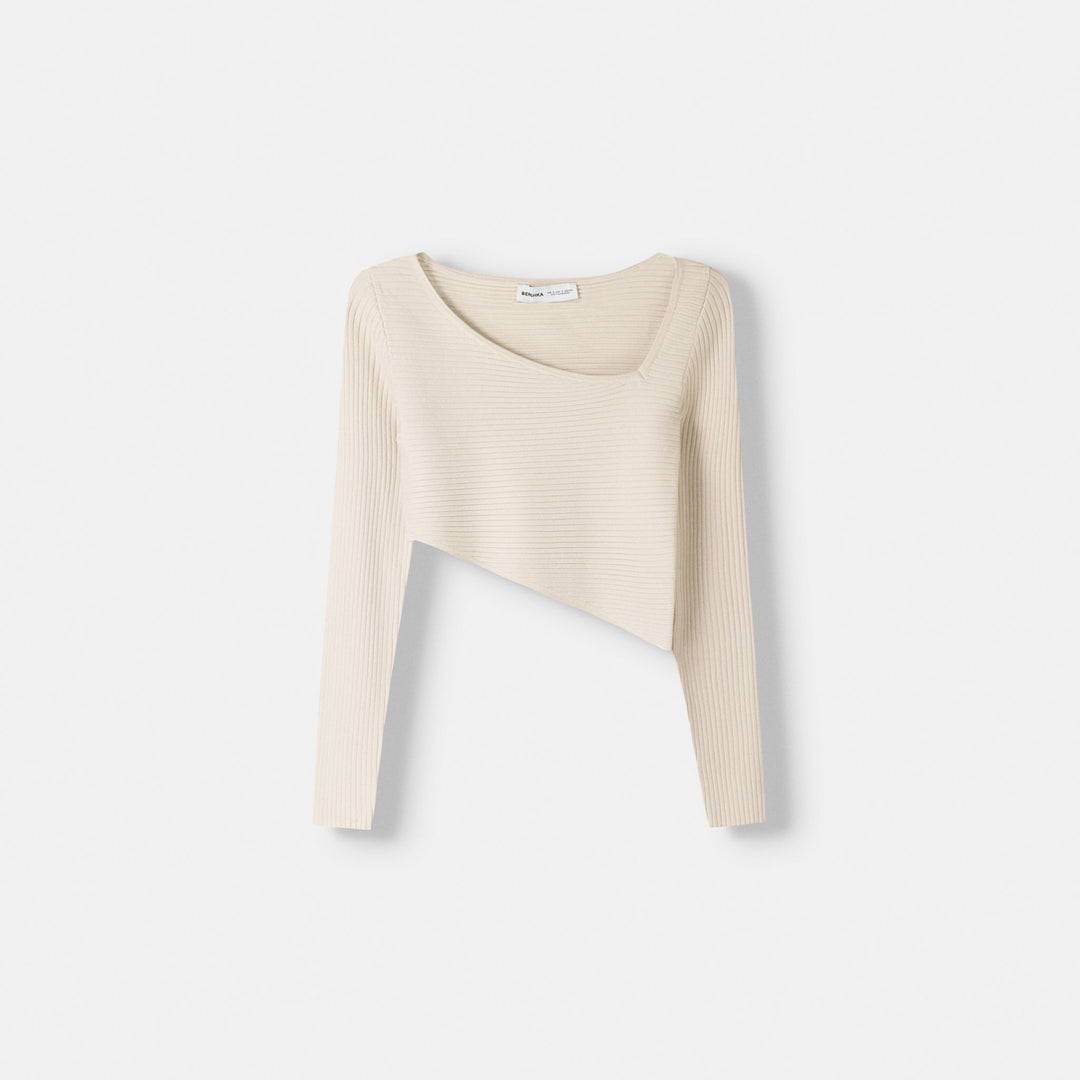 Moudda BERSHKA - Pull côtelé, bas et col asymétriques - Tunisie 1