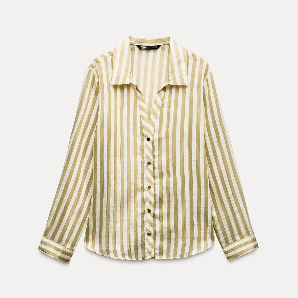 Moudda ZARA - Chemise rayures ML col déporté bouton doré - Tunisie 2