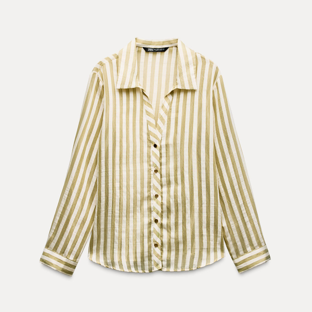 Moudda ZARA - Chemise rayures ML col déporté bouton doré - Tunisie 2