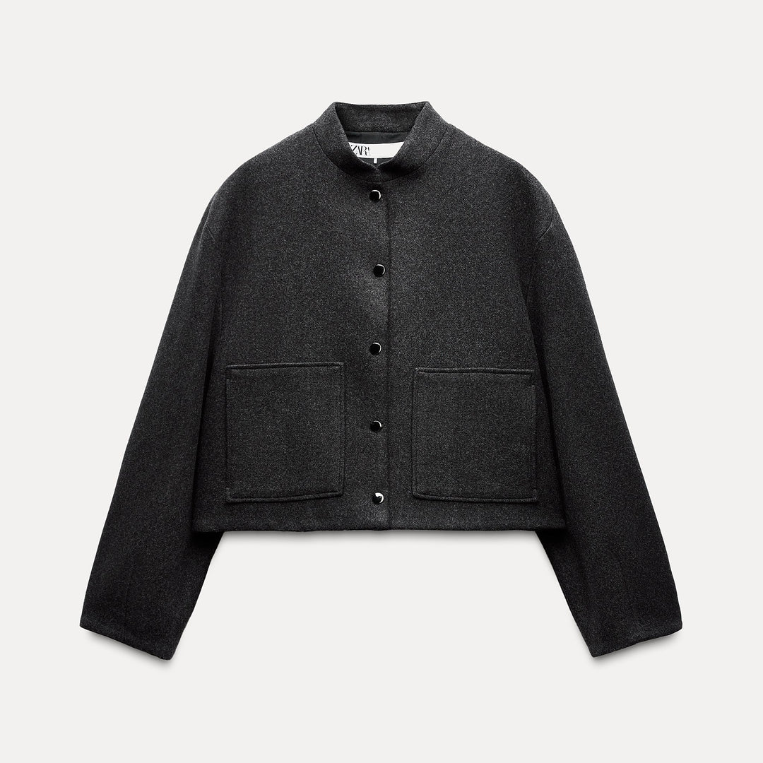 Moudda ZARA - Gris – veste bomber lainage courte poches plaquées - Tunisie 2
