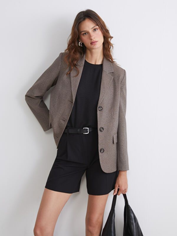 Moudda LC Waikiki - Veste tissée Femme À carreaux bruns - Tunisie 1