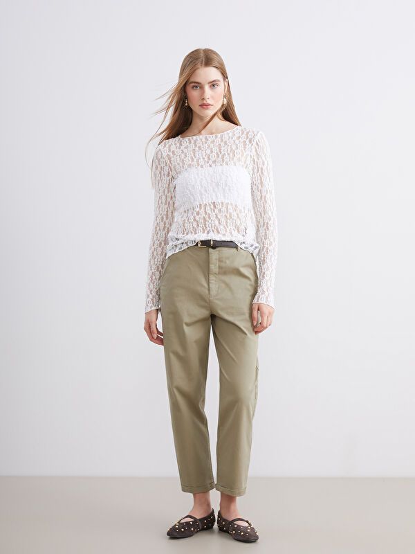 Moudda LC Waikiki - Pantalon tissé moyen Femme Kaki clair - Tunisie 1