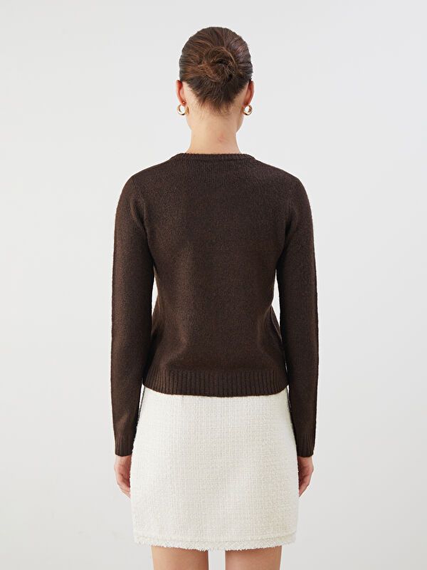 Moudda LC Waikiki - Cardigan tricot moyen Femme Brun foncé - Tunisie 4