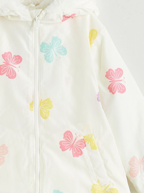 Moudda LC Waikiki - Manteau synthétique léger Fille Imprimé écru - Tunisie 3